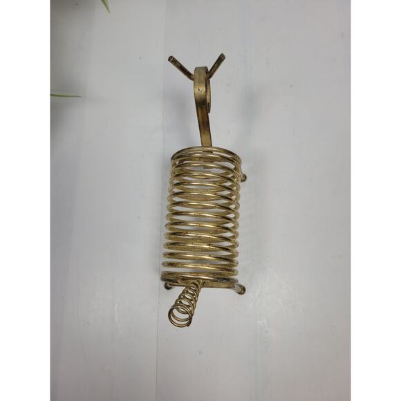 Mid Century Modern Wire Coil Letter Holder, Vintage Gold Tone Animal Desk Decor - Picture 3 of 4